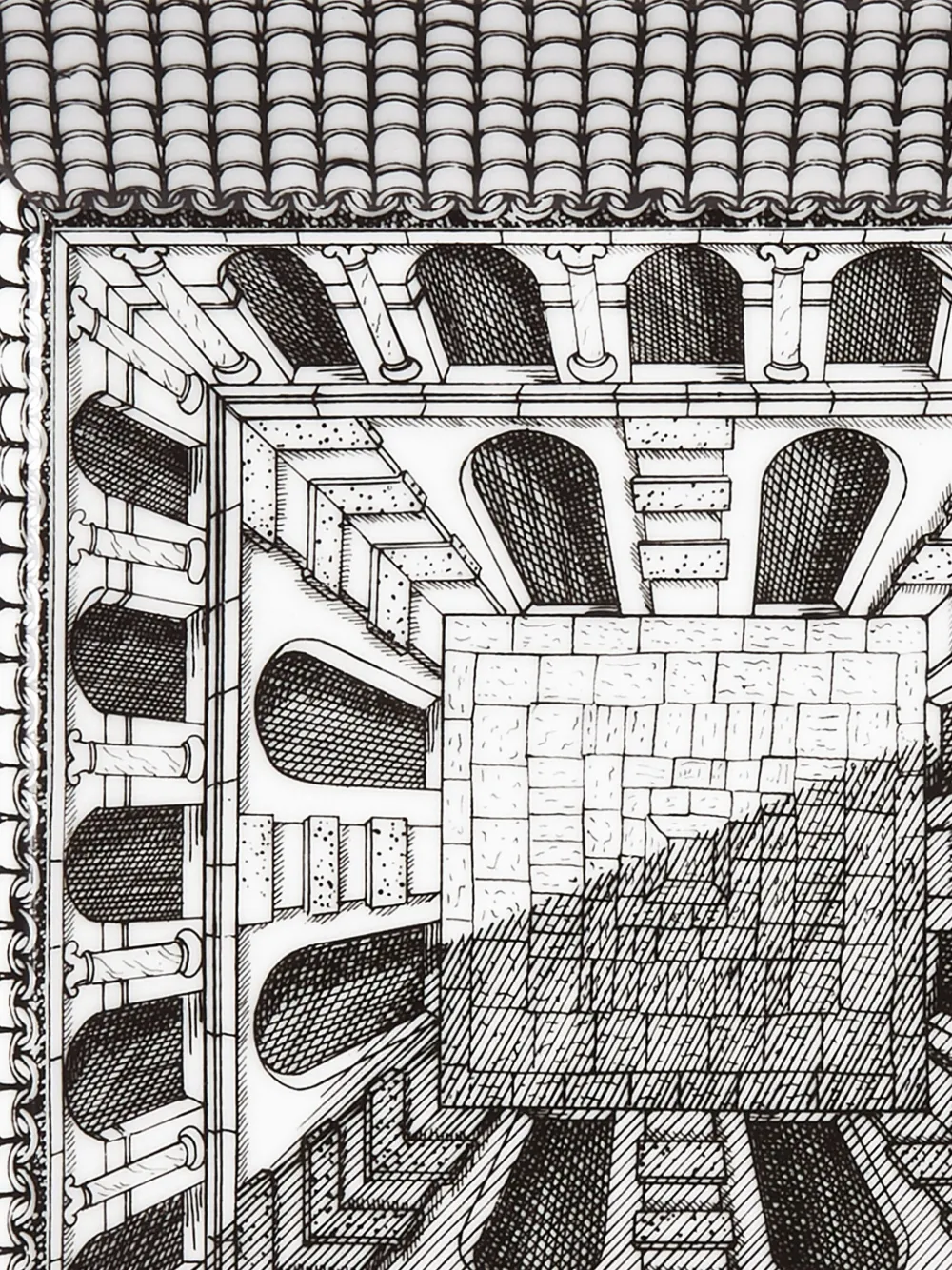 Fornasetti Vide-poche Architettura Square Tray (20,8cm X 20,8cm) In Black