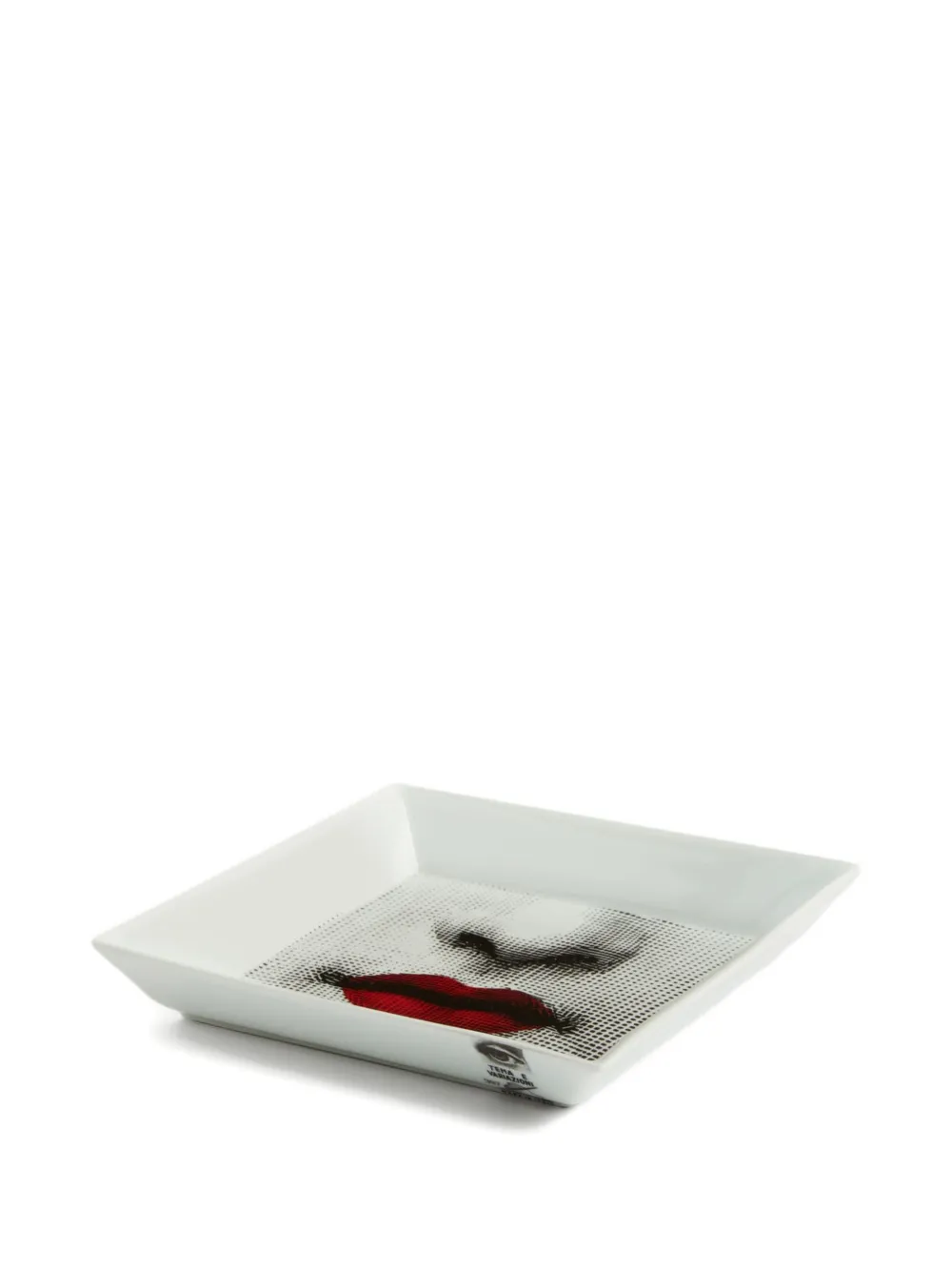 Fornasetti Red Lips Square Tray (20,8cm X 20,8cm) In White
