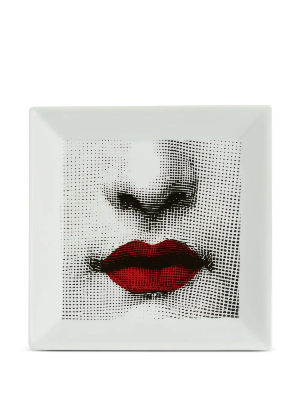 Fornasetti Red Lips square tray (20,8cm x 20,8cm) | White | Image 1