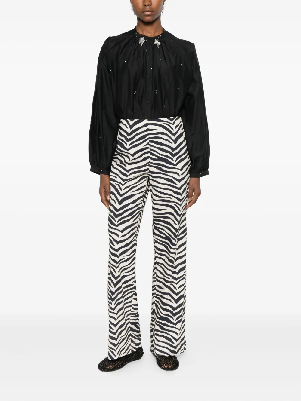 Forte Forte Embellished Button-up Blouse In Black