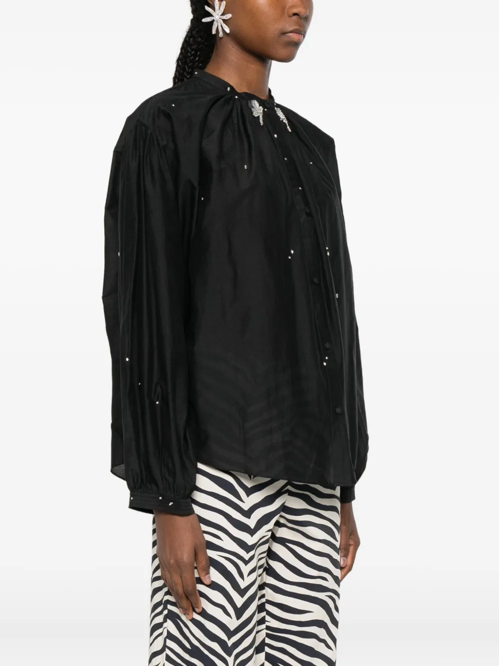 Forte Forte Embellished Button-up Blouse In Black