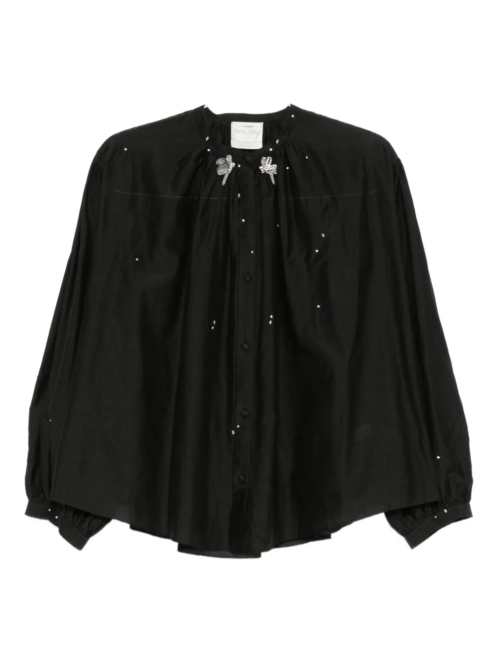 Forte Forte Embellished Button-up Blouse In Black