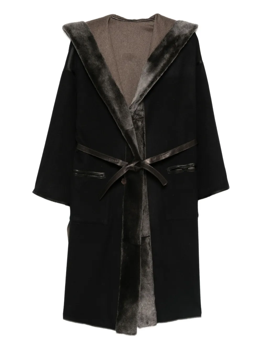 Marester fur-trim coat - Marrone