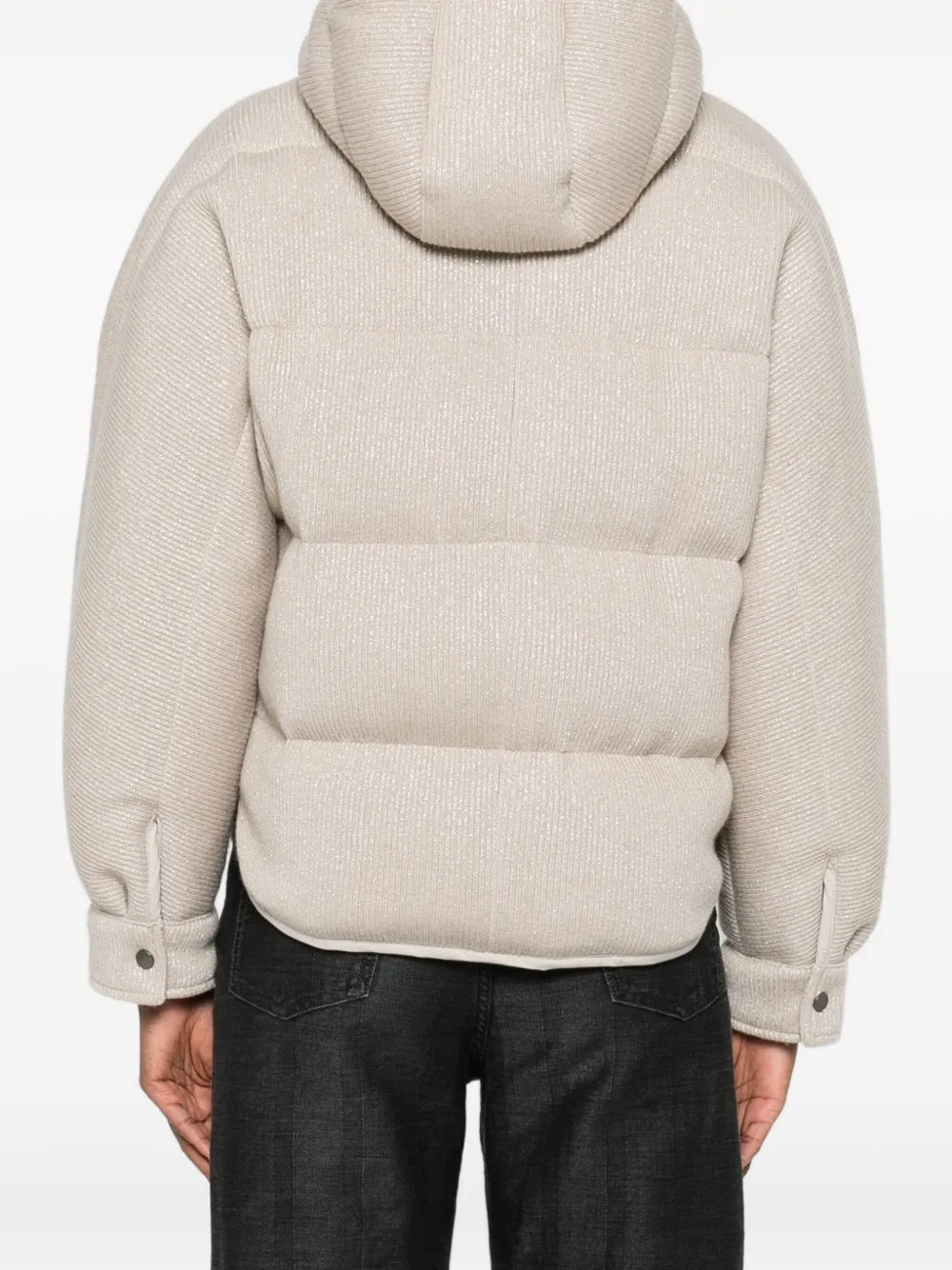 Brunello Cucinelli Hooded Puffer Jacket In Neutral