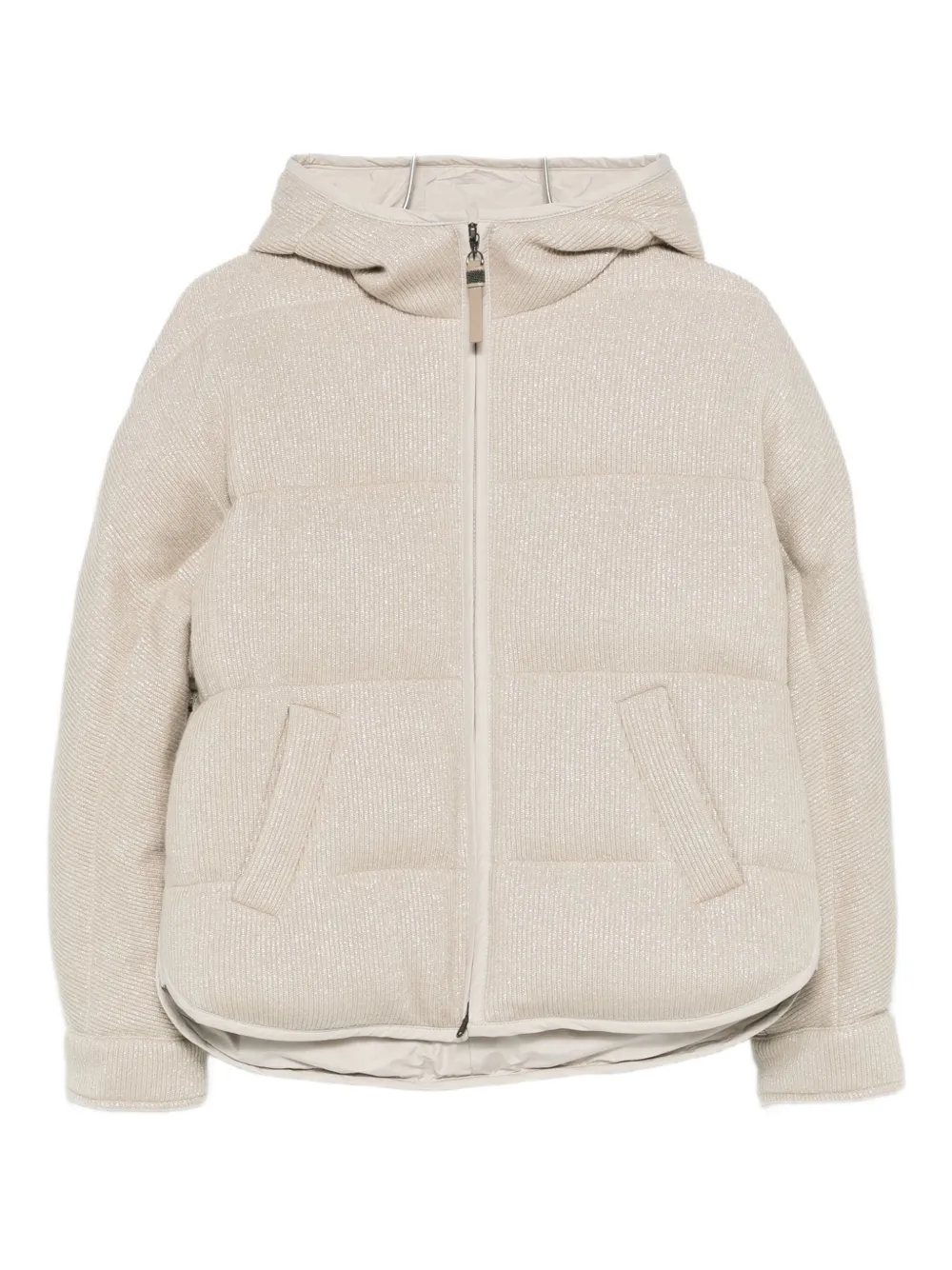 Brunello Cucinelli Hooded Puffer Jacket In Neutral