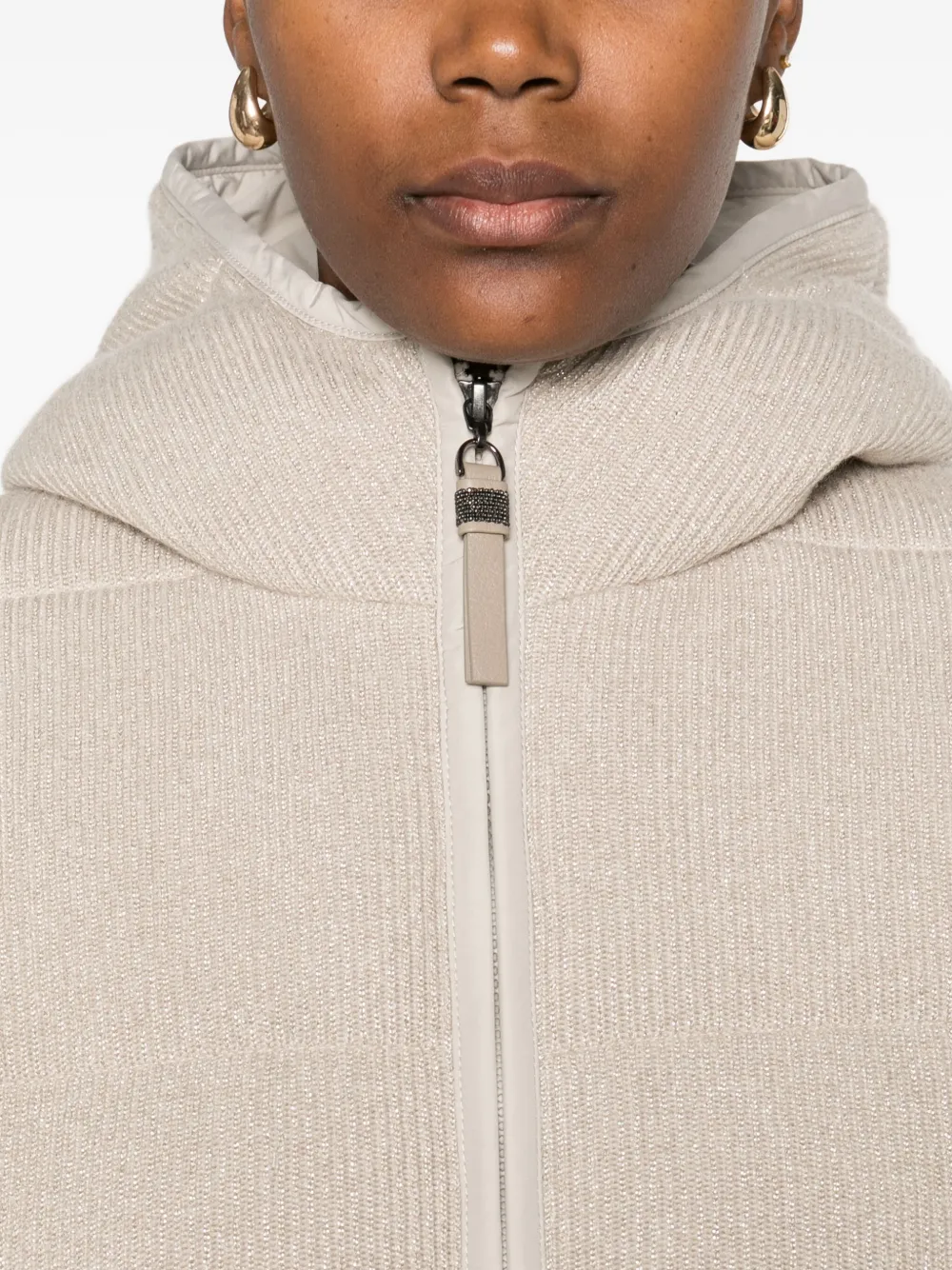 Brunello Cucinelli Hooded Puffer Jacket In Neutral