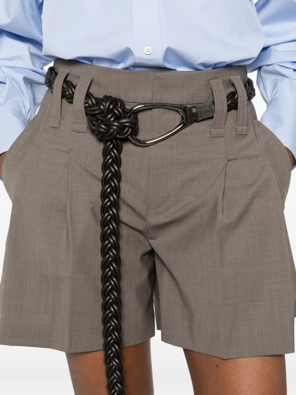 Brunello Cucinelli Pleated Shorts In Brown