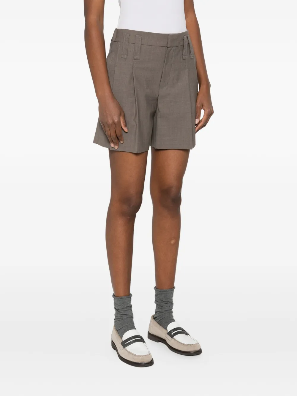 Brunello Cucinelli Pleated Shorts In Brown