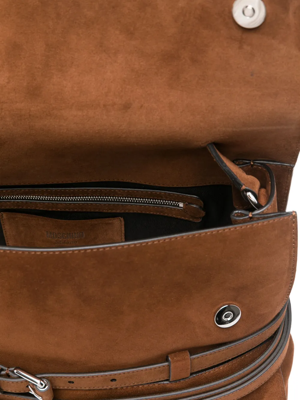 Moschino Suède schoudertas met riemdetail Bruin