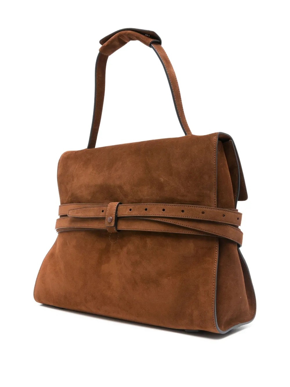 Moschino Suède schoudertas met riemdetail Bruin