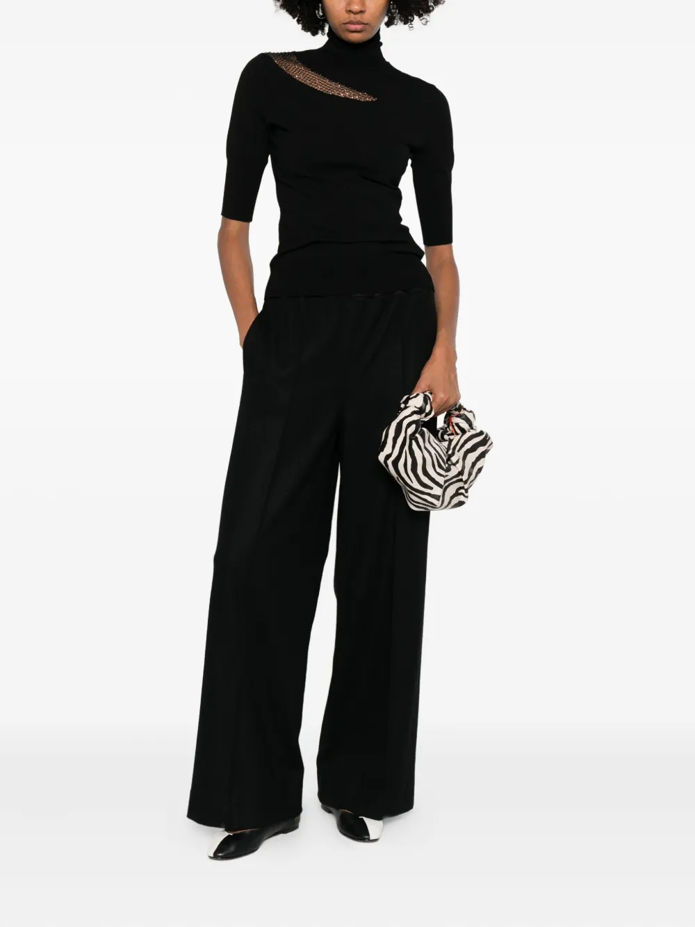 Genny high-neck top - Zwart