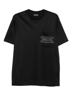 Burberry striped-detail Cotton T-shirt | Black | FARFETCH CA