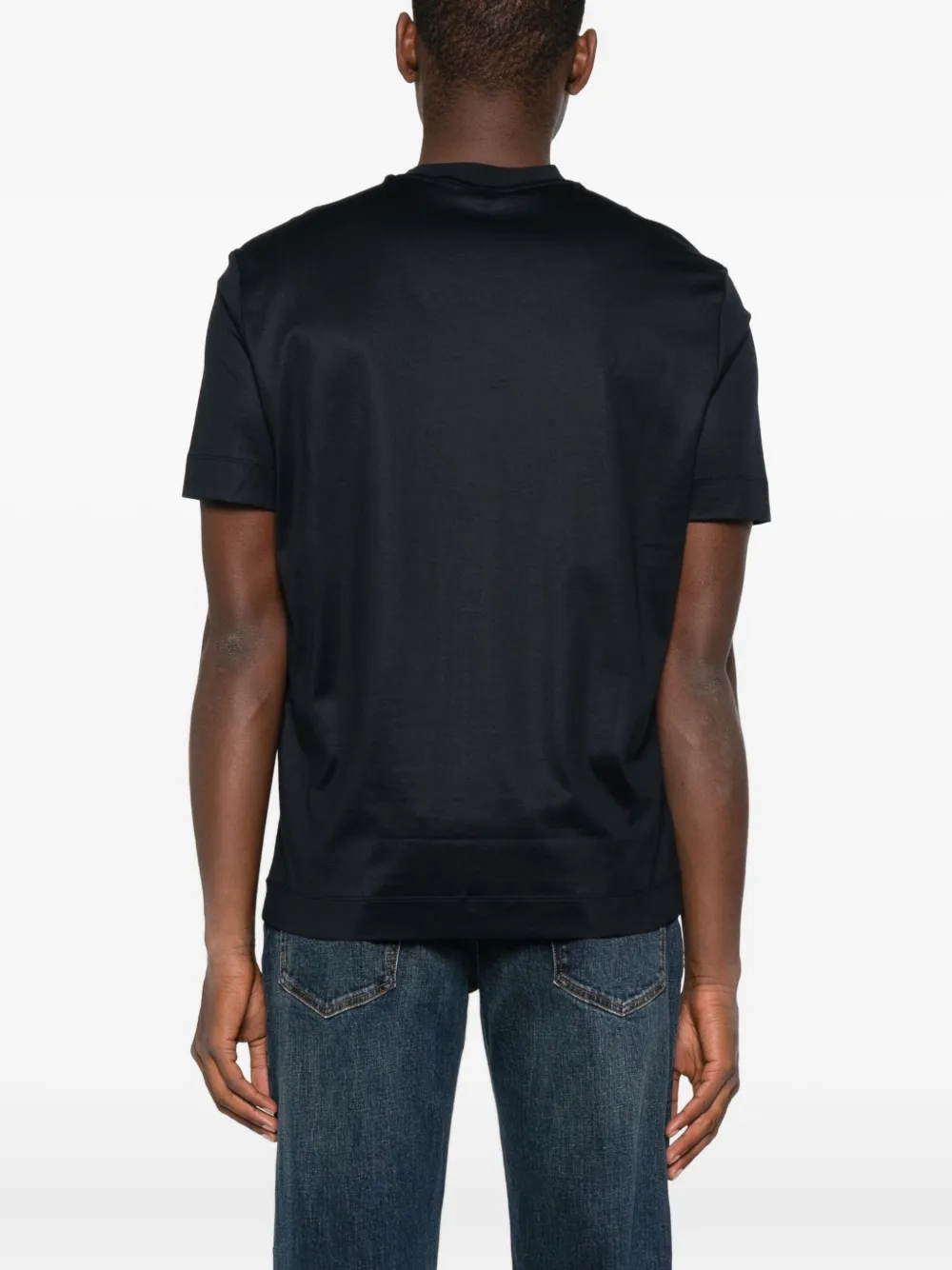 Emporio Armani Lyocell Blend Jersey T-shirt With Pocket And 3d-effect Logo In Black