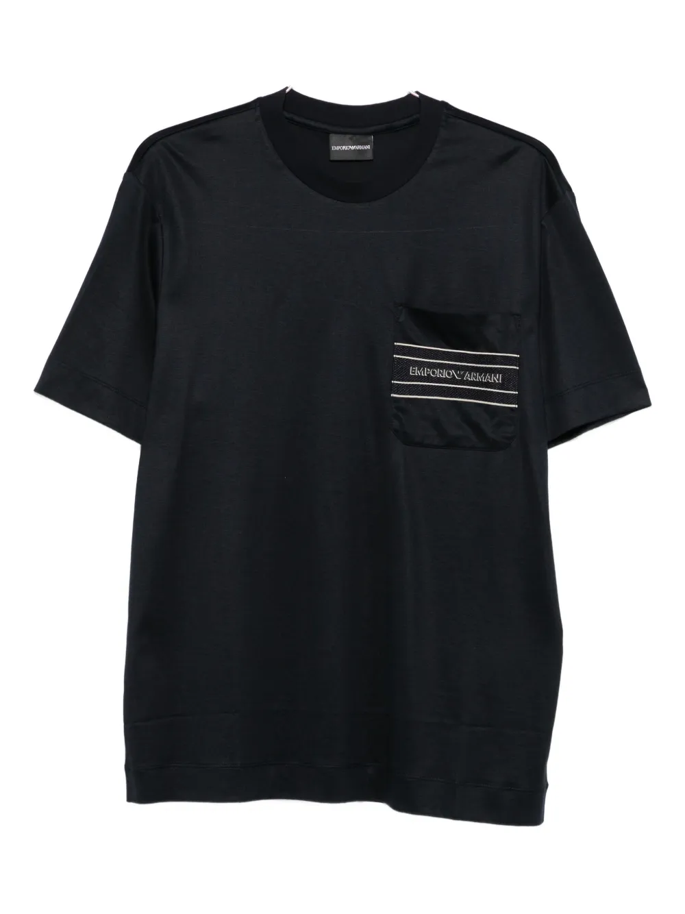 Emporio Armani Lyocell Blend Jersey T-shirt With Pocket And 3d-effect Logo In Black