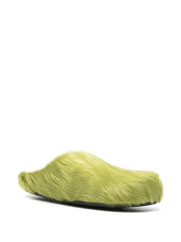 Marni Green Leather Fussbett Sabot Marni Fussbett Sabot Clogs, Long Hair Calf Skin Leather  main image 3