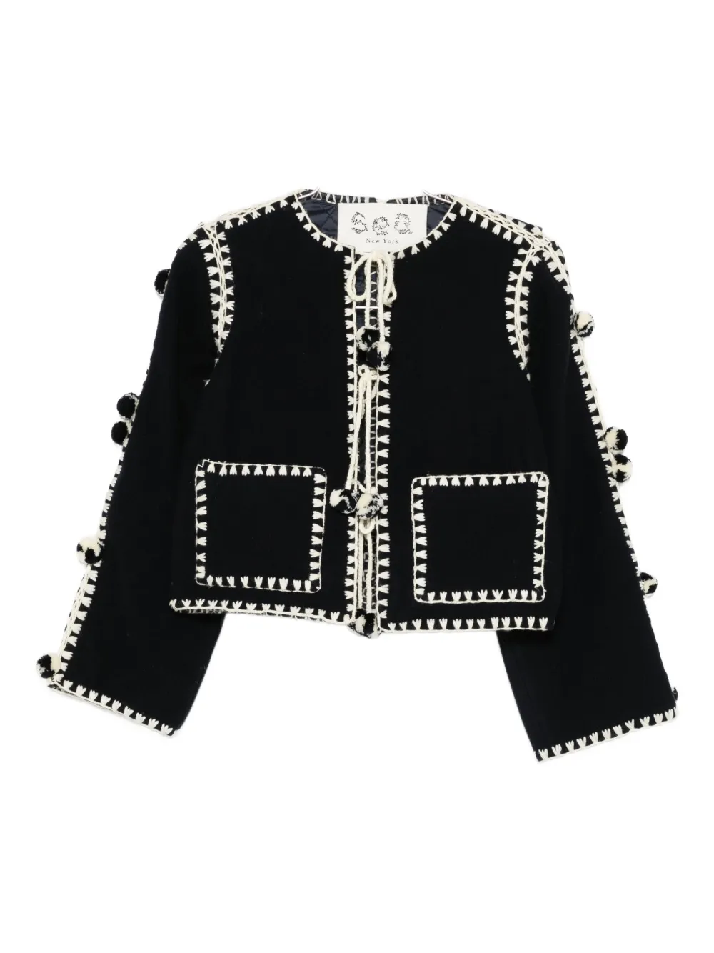 Sea Addison Crochet-pompom Jacket In Blue