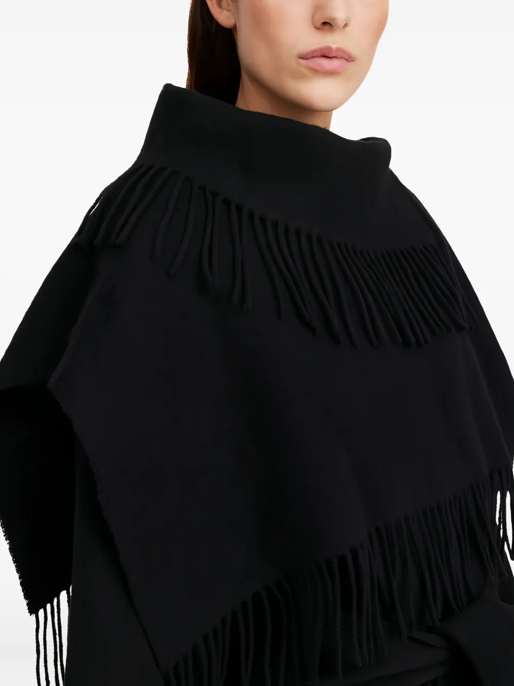 By Malene Birger Turtla fringe turtleneck scarf - Zwart