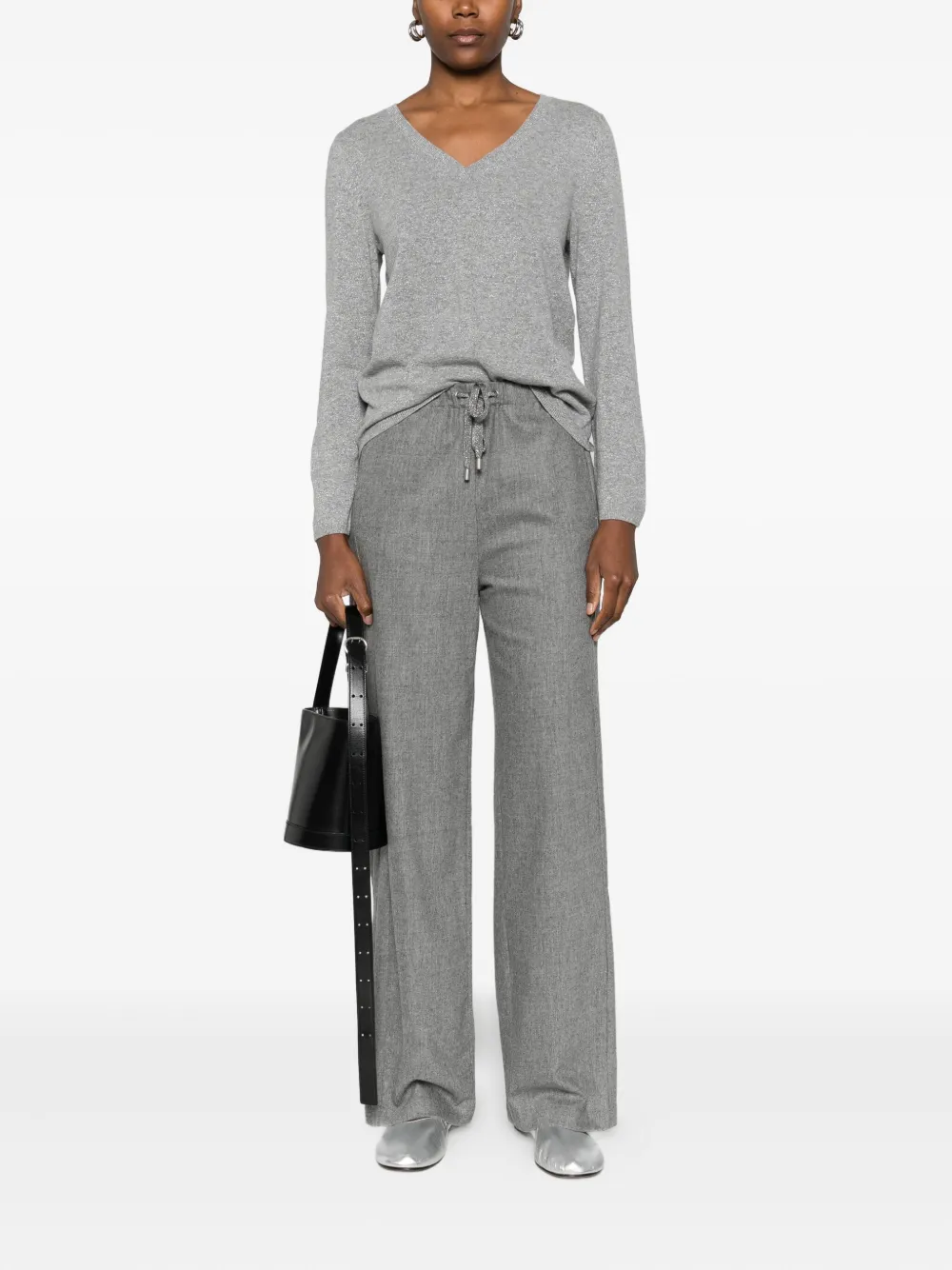 Gran Sasso V-neck Sweater In Gray