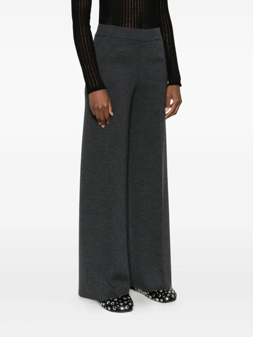 Gran Sasso Wool Wide-leg Trousers In Green