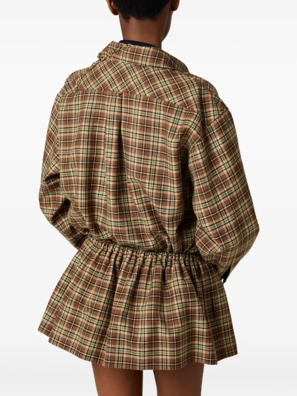 Miu Miu Plaid snap-fastening Shirt | Brown | FARFETCH