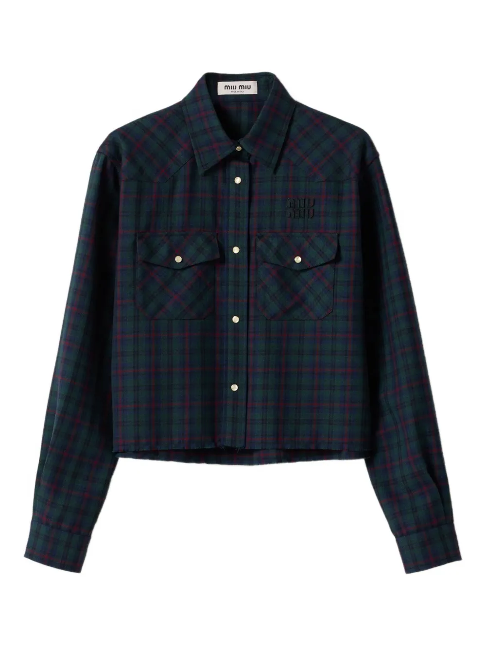 Miu Miu Plaid Shirt In Blue