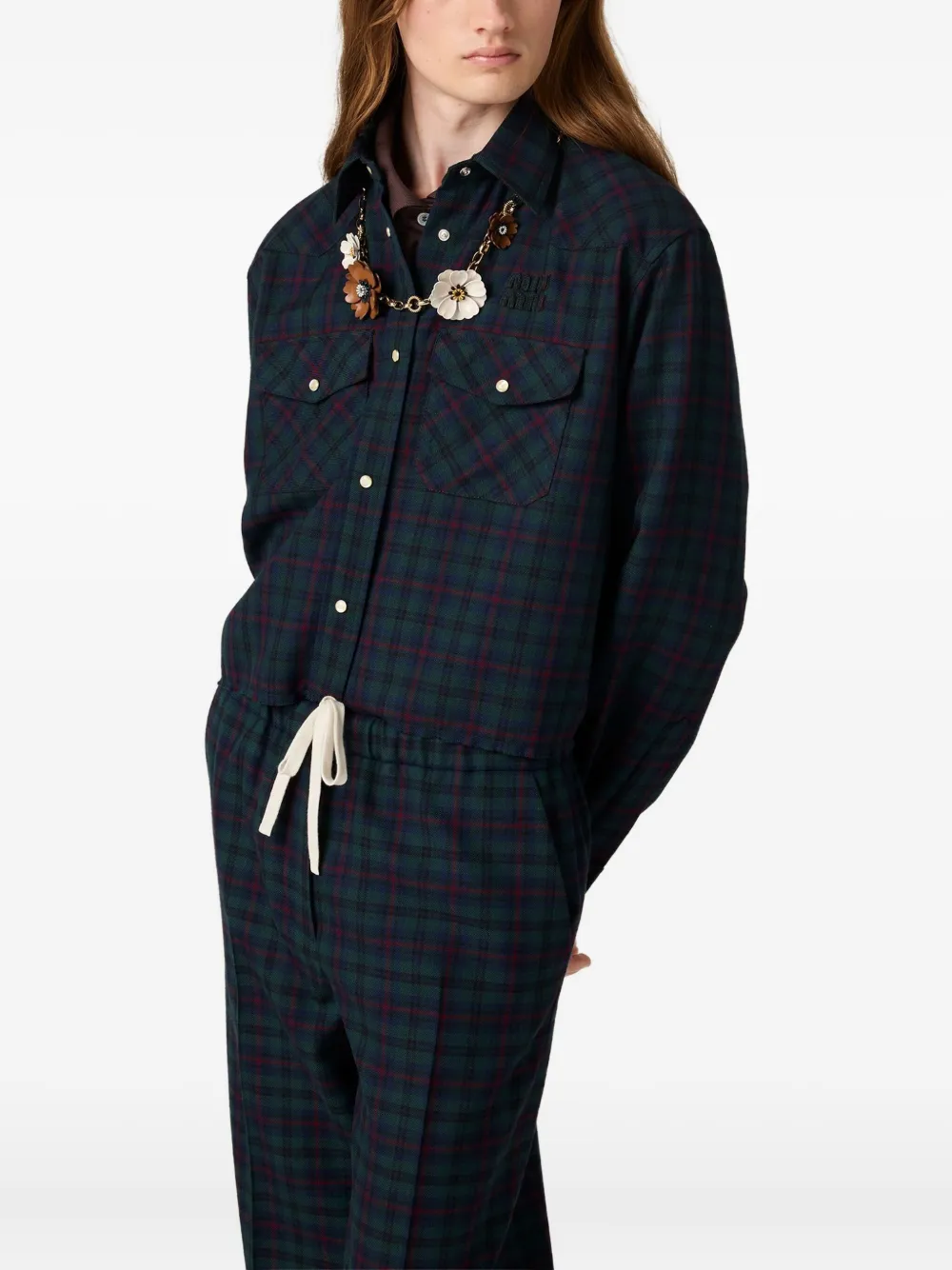 Miu Miu Plaid Shirt In Blue