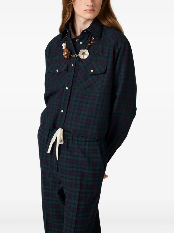 Miu Miu チェック シャツ | ブルー | FARFETCH JP