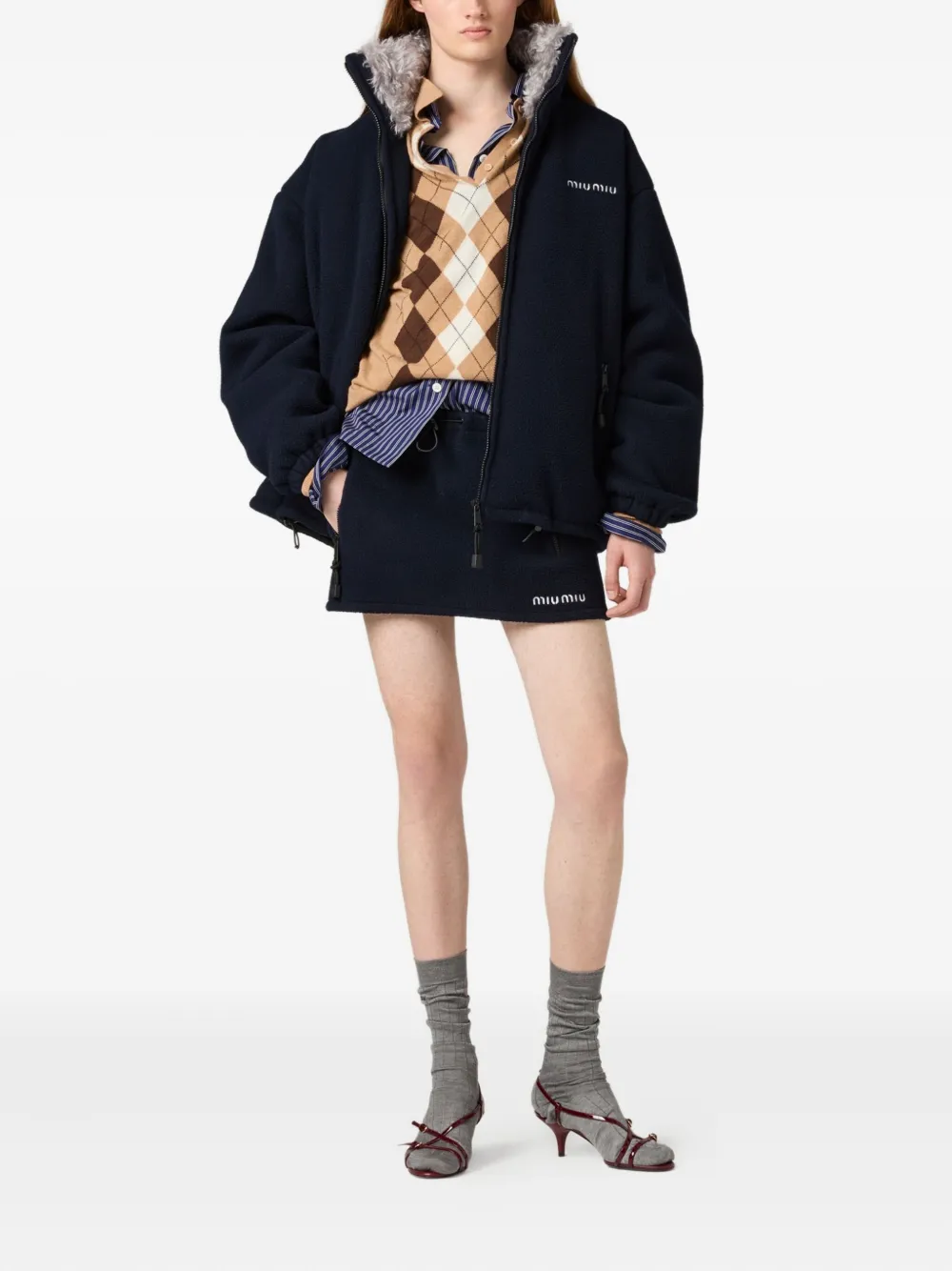 Miu Miu Fleece Miniskirt In Black