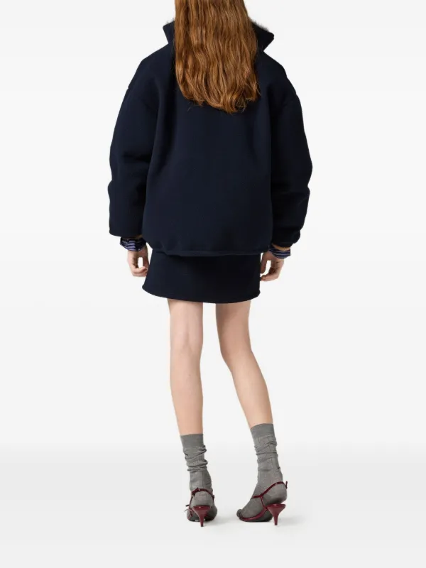 Miu Miu Drawstring Fleece Mini Skirt | Blue | FARFETCH