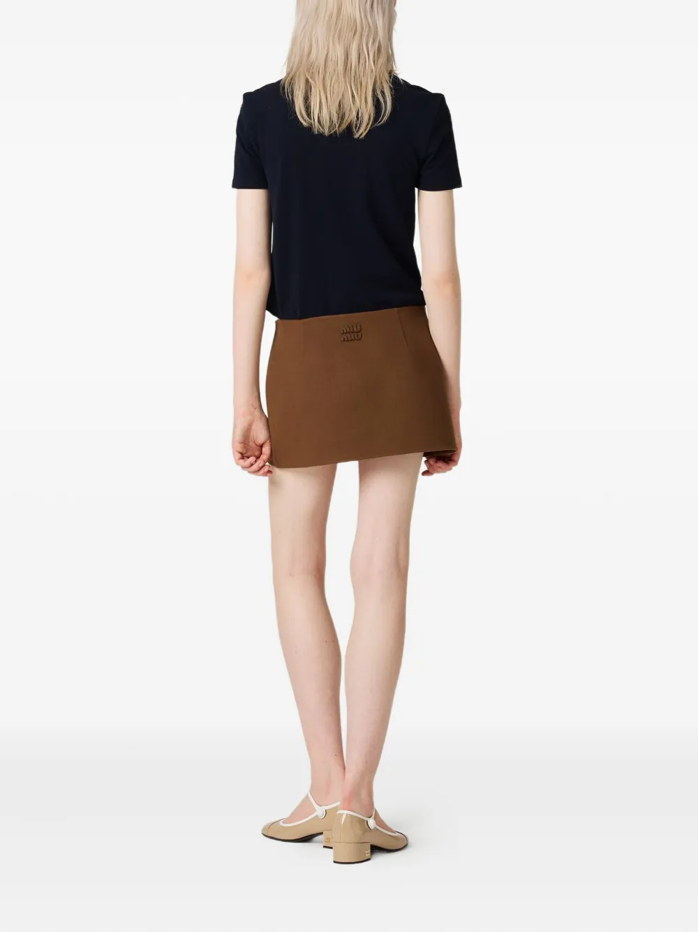 Miu Miu Double Cashmere Miniskirt In Brown