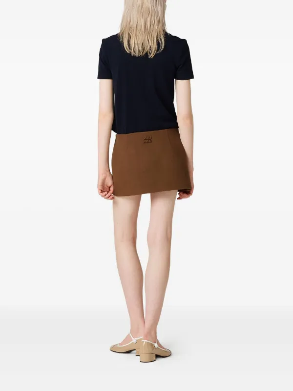 Miu Miu wrap-effect Mini Skirt | Brown | FARFETCH