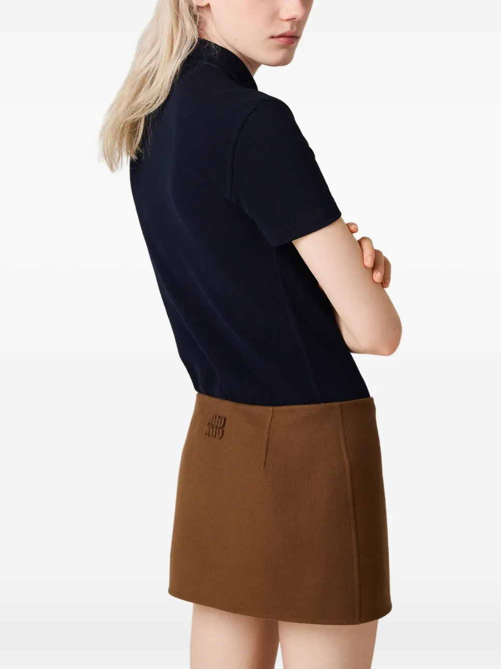 Miu Miu Double Cashmere Miniskirt In Brown