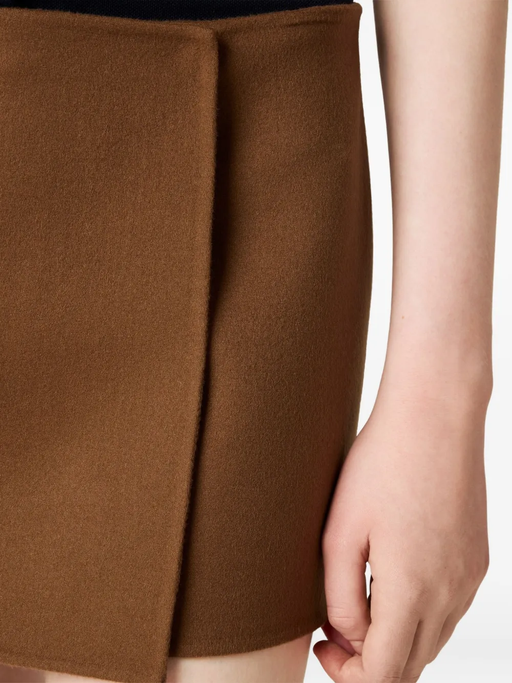 Miu Miu Double Cashmere Miniskirt In Brown