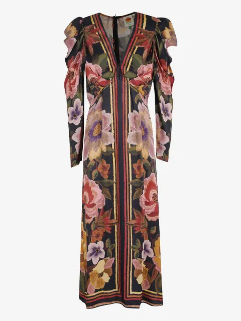 FARM Rio ruffled floral midi dress