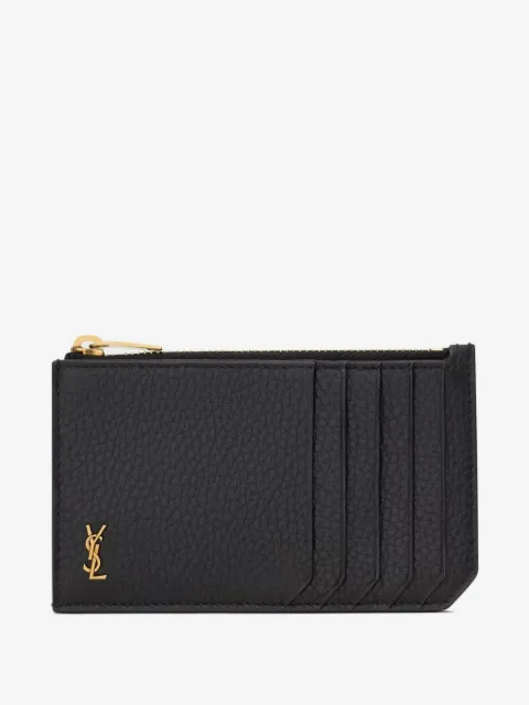 Saint Laurent logo-plaque zip-fastening card holder