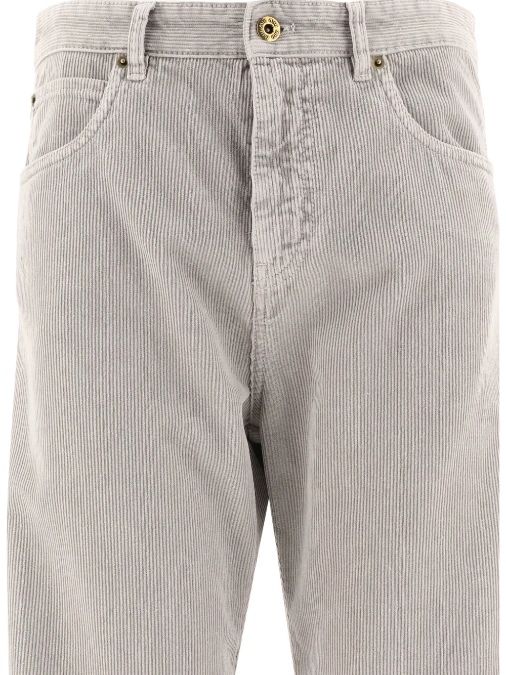 Miu Miu Logo-embroidered Corduroy Trousers In Gold