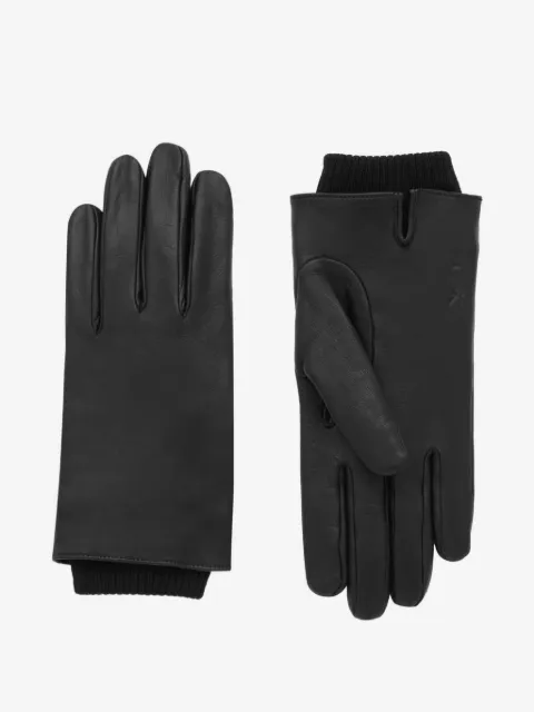Saint Laurent Cassandre ribbed-cuff leather gloves