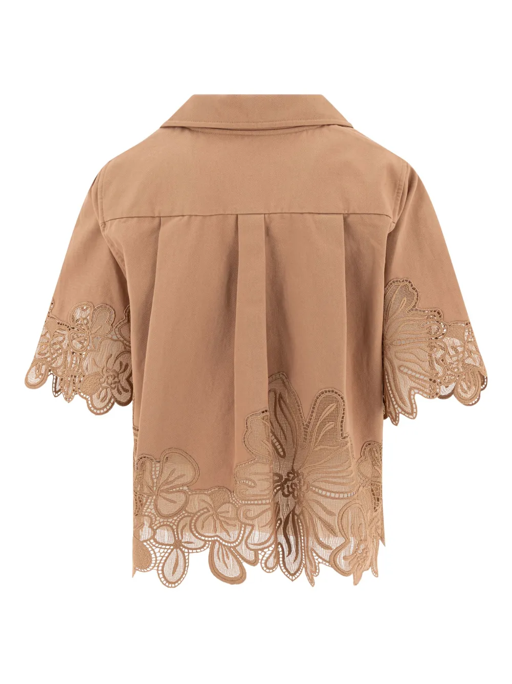 Elie Saab Gabardine top met borduurwerk - Bruin