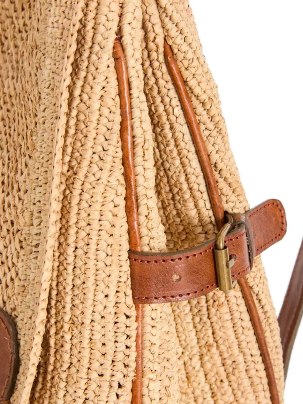 IBELIV Raffia rugzak met dubbele gesp - Beige