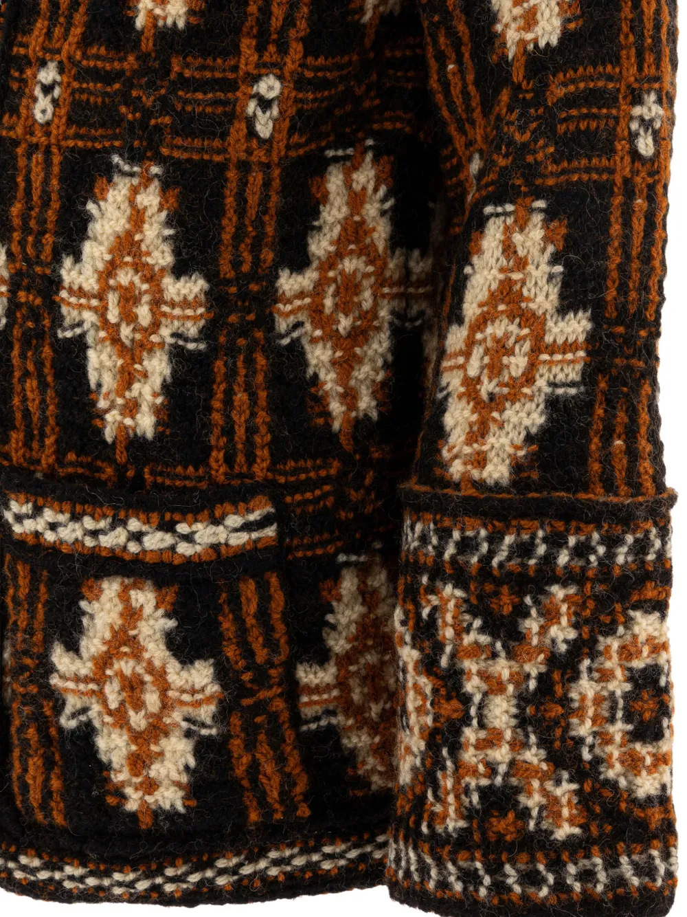 Valentino Geometric-pattern Wool Coat In Brown