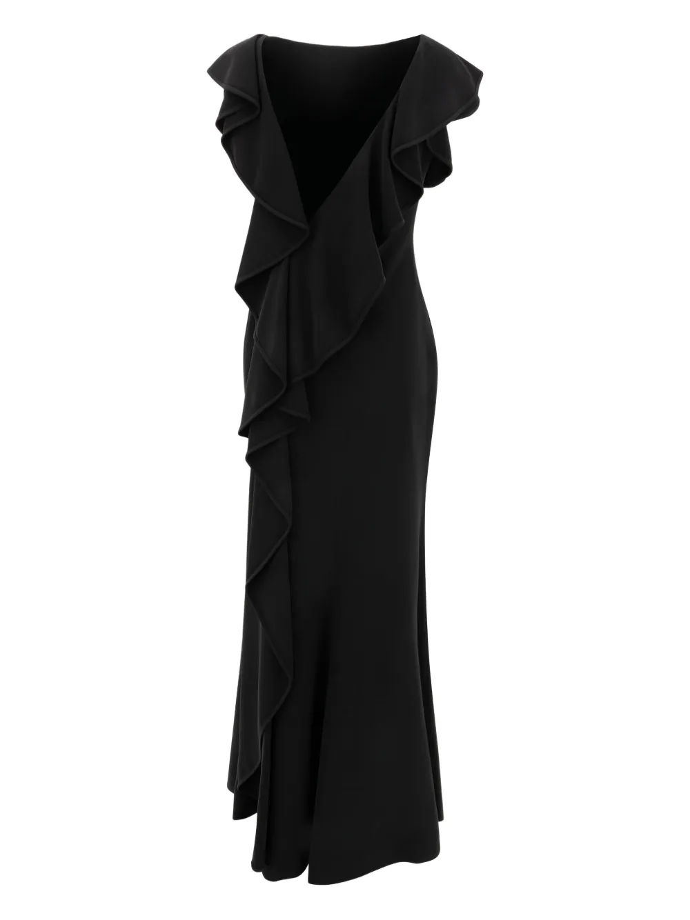 Elie Saab ruffled sleeve dress - Zwart