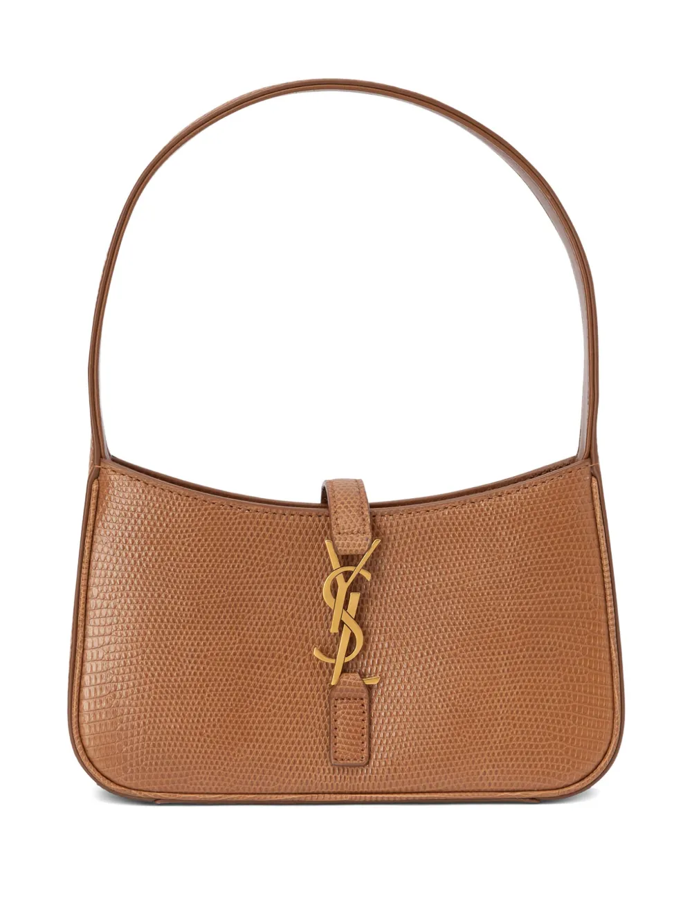 Saint Laurent Logo-plaque Leather Shoulder Bag In Brown