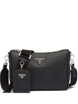 Prada Saffiano Leather Shoulder Bag | Black | FARFETCH RO