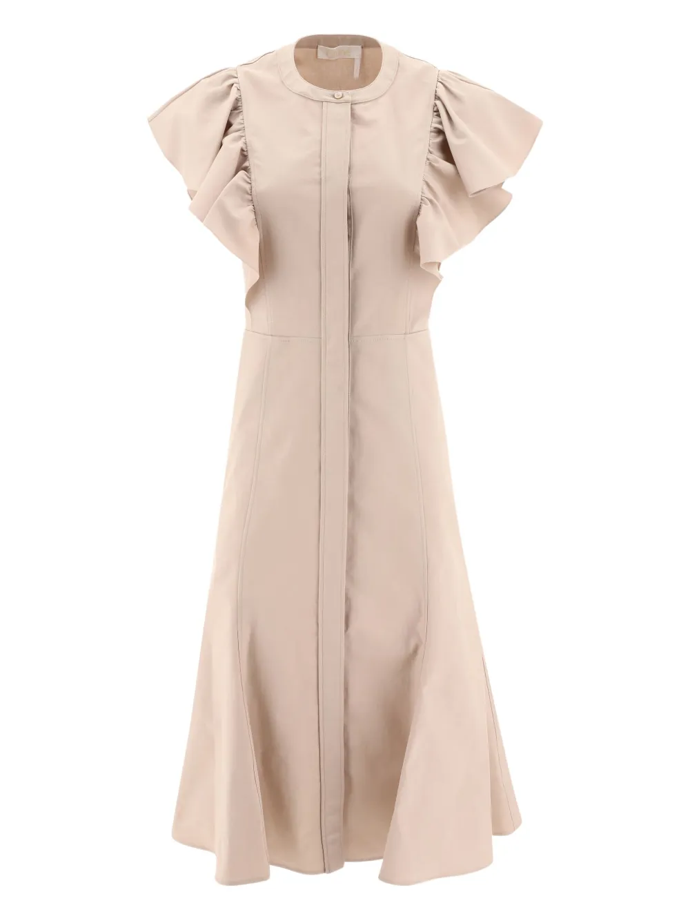 Chloé Ruffle-detail Button-front Dress In Neutral
