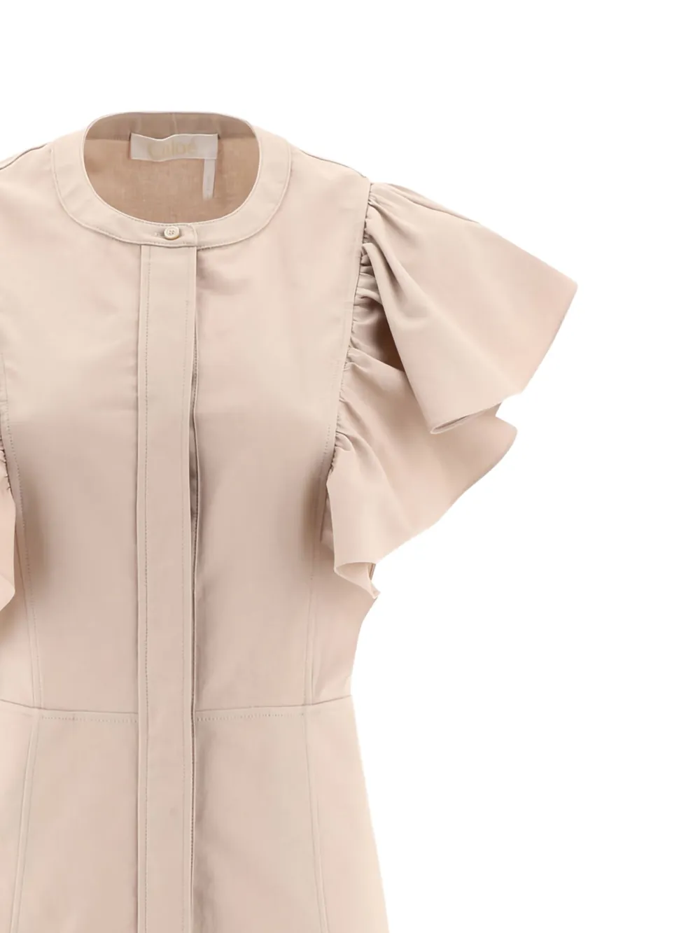 Chloé Ruffle-detail Button-front Dress In Neutral