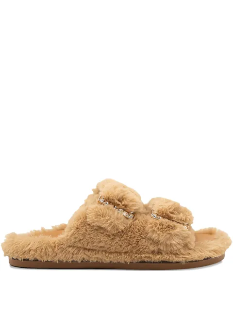 ALIBI Great double-strap fur sandals