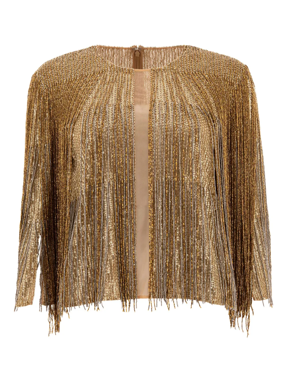 Elie Saab blusa con flecos y cuello redondo | dorado | Image 1