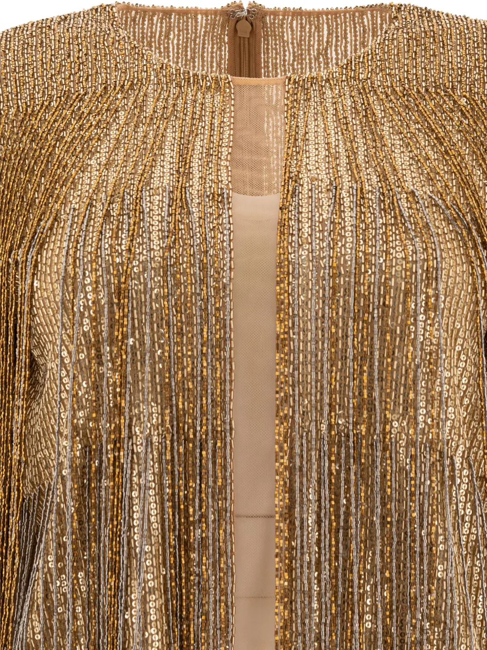 Elie Saab Blouse met ronde hals en franje - Goud