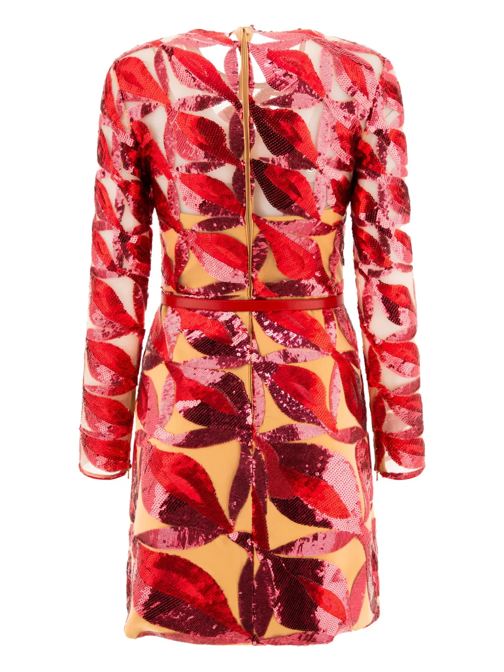 Elie Saab Jurk met pailletten en bladerpatroon - Rood