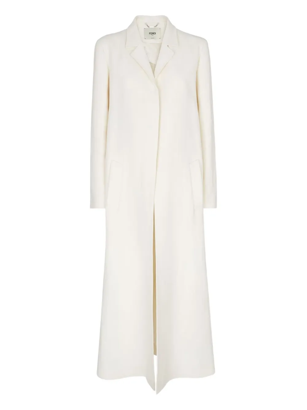 Fendi Linen Single-breasted Coat In Neutral